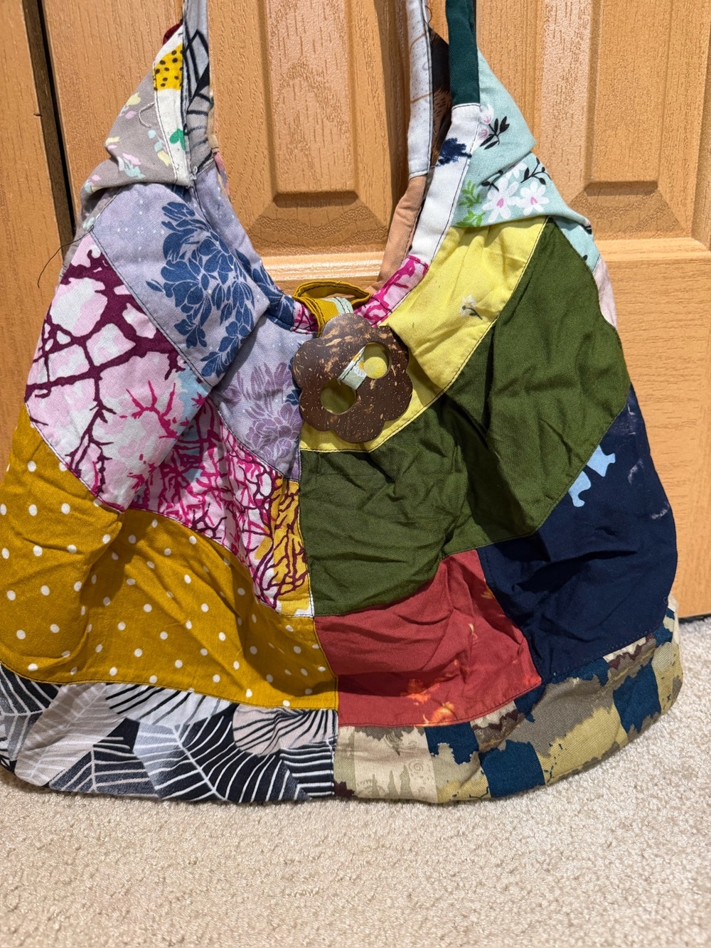 Oversized slouchy patchwork boho hobo bag